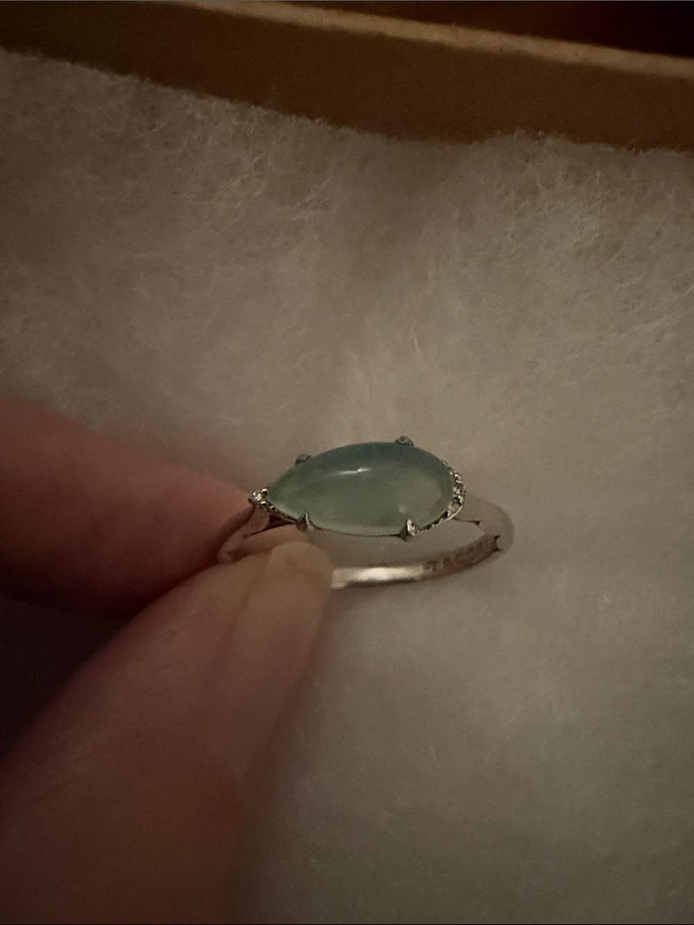 Tacori Pear Shaped Green Chalcedony Ring Sterling Silver 925 Size 7 SR23338